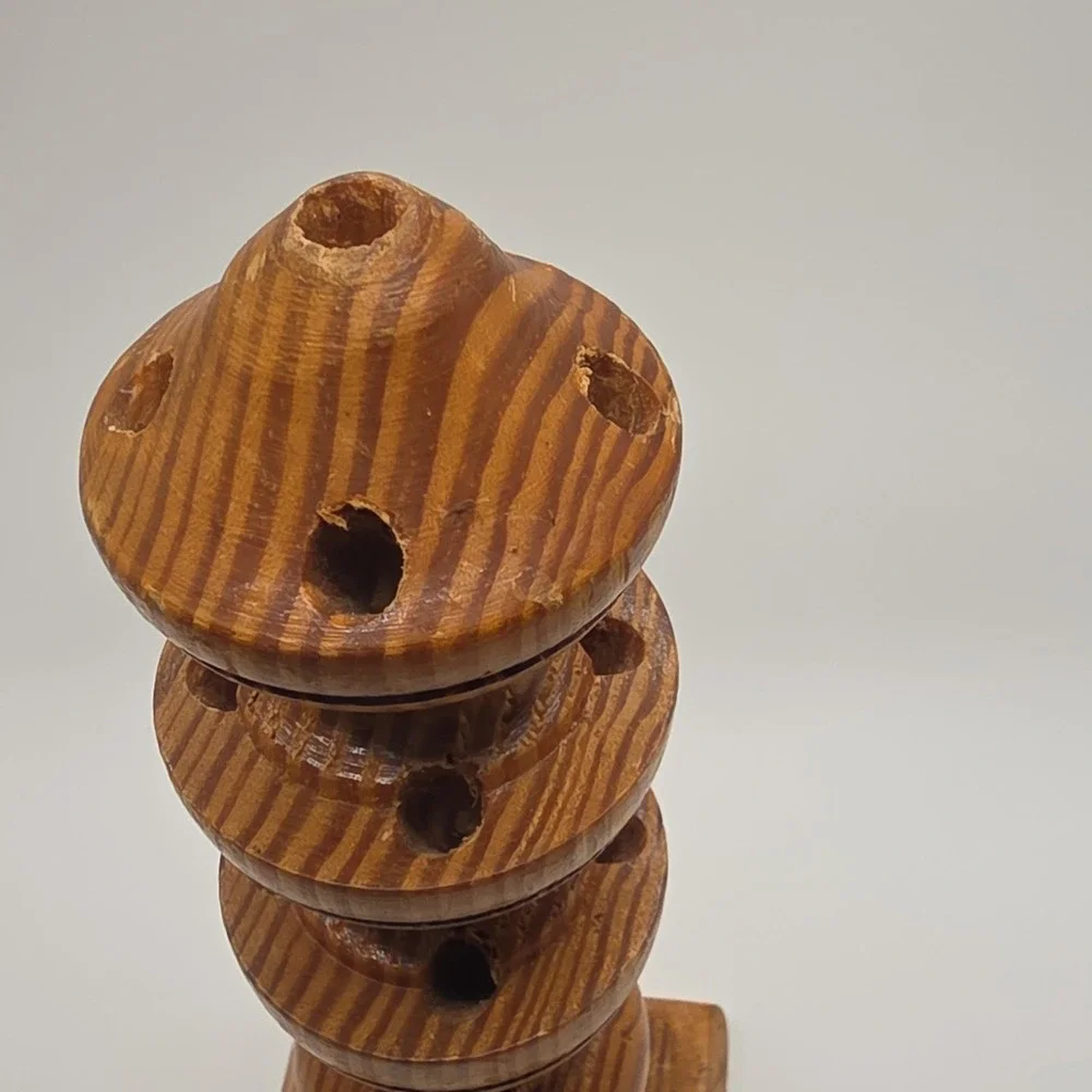 Handmade Wooden Decorative Accent Sculpture with‎ Multiple Holes